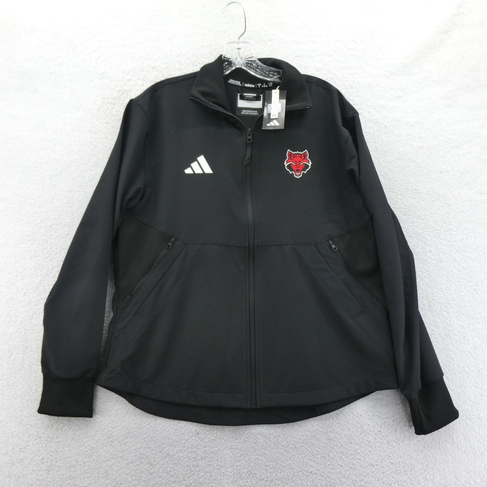 Adidas Jacket Women Medium Arkansas State Red Wolves Black Full Zip‎ Polyester